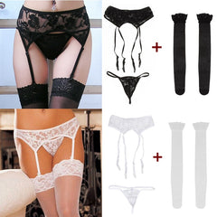 Alexa's Lingerie | Lace Thigh-Highs Stockings + Suspender Garter Belt